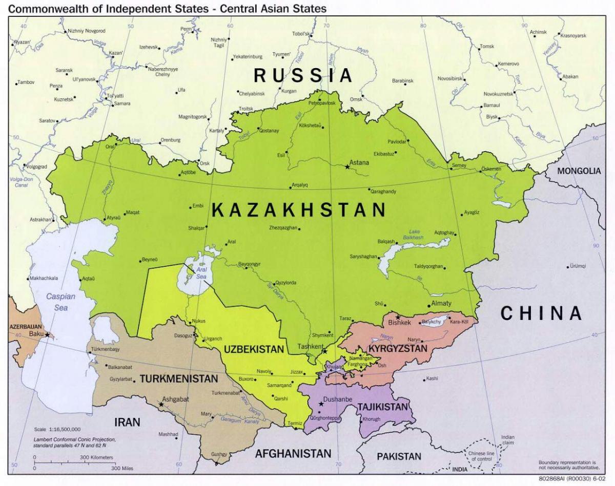Uzbekistano rusijos žemėlapis