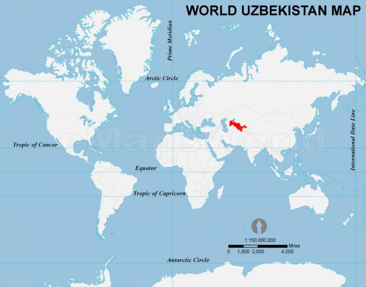 Uzbekistano vietą pasaulio žemėlapyje